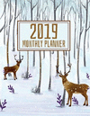 2019 Monthly Planner: Deer in Snow Design 2019-2020 Calendar, Yearly and 12 Months Planner with Journal Page P 52 p.