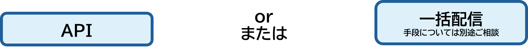 API または 一括配信(手段については別途ご相談)